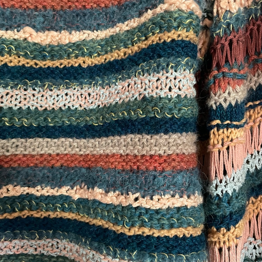 Ulla Johnson Electra Earth Tones Multicolor Striped Chunky Knit Boho Sweater - Picture 13 of 15